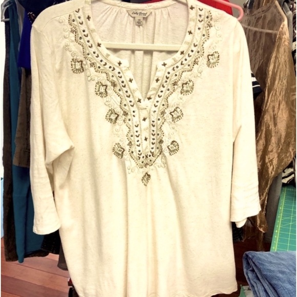 Lucky Brand Women’s Boho Top with Beaded Accents - Picture 1 of 6